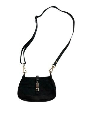 Gucci Jackie Black Shoulder Bag with silver piston lock Hardware